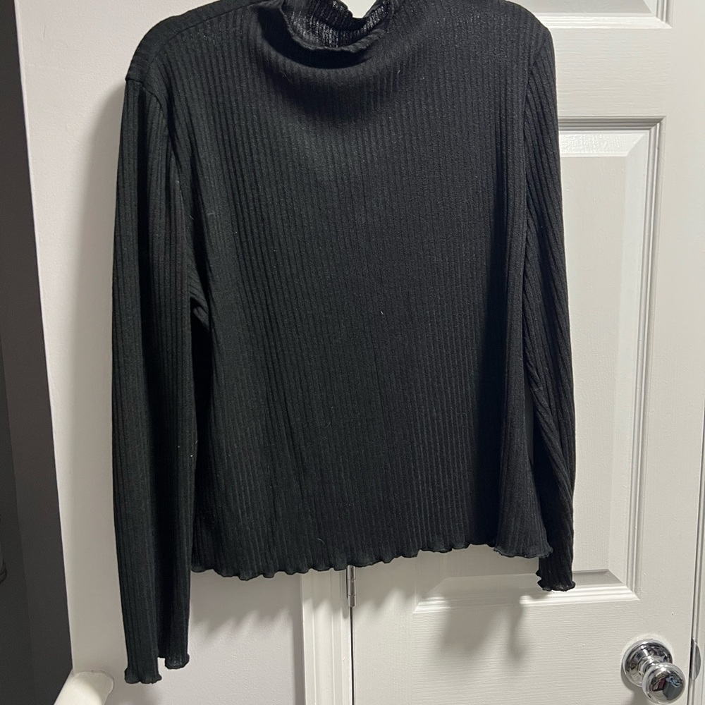 SHEIN Black Ribbed Long Sleeve Top